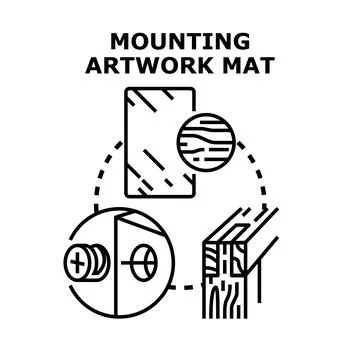 Mounting artwork matting for picture frame assembly Stock Illustration