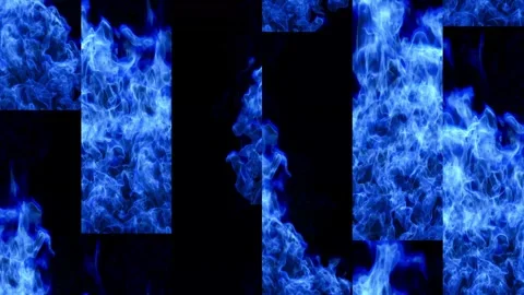 Mounting a blue plasma fire on a black background. Stock Footage 240598777