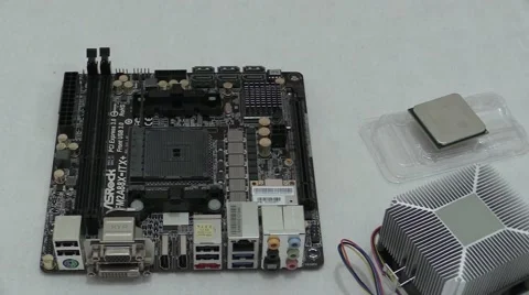 Mounting Central Processor Unit (CPU) on Mini-itx-Motherboard Video stock 60238654