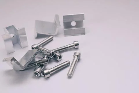 Mounting Clamp of Solar panel. Solar Panel Mounting. Various components for.. Stock Photos