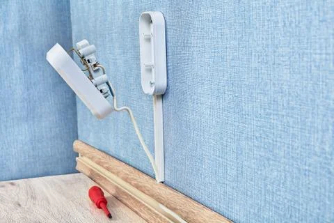 Mounting of duplex receptacle outlet. Stock Photos