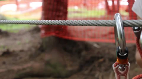 Mounting A Flying Fox Pulley Stock Footage 46119542
