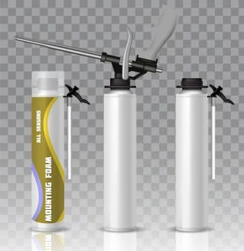 Mounting foam packaging tube vector mock up set Ilustración de archivo