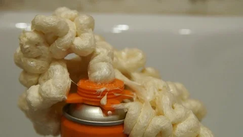 Mounting foam. Polyurethane foam Stock Footage 83196717