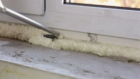 Mounting foam. Polyurethane foam Stock Footage 86371612