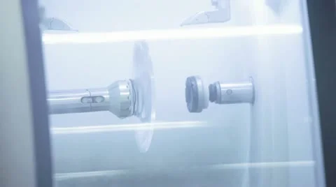 Mounting the lens of glasses to lathe Stock Footage 20437450