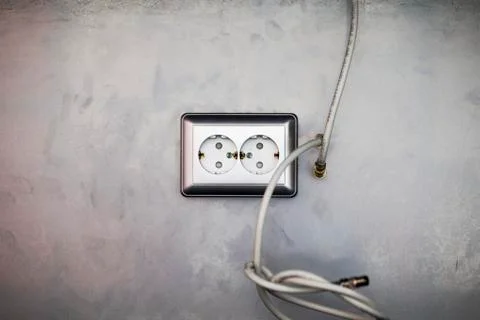 Mounting sockets, Install AC outlets with screwdriver Stock Photos