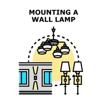 Mounting various electric light fixtures in a home Stock Illustration