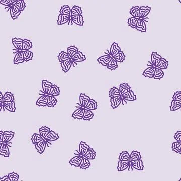 Mourning cloak spring line vector seamless pattern Stock Illustration