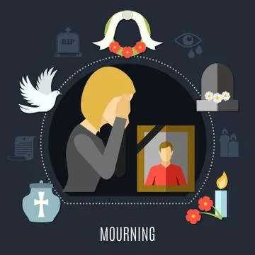 Mourning Concept Set Stockillustratie