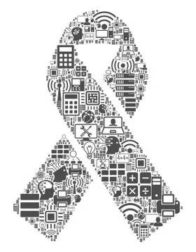 Mourning Ribbon Composition Icon for BigData and Computing Ilustração Stock