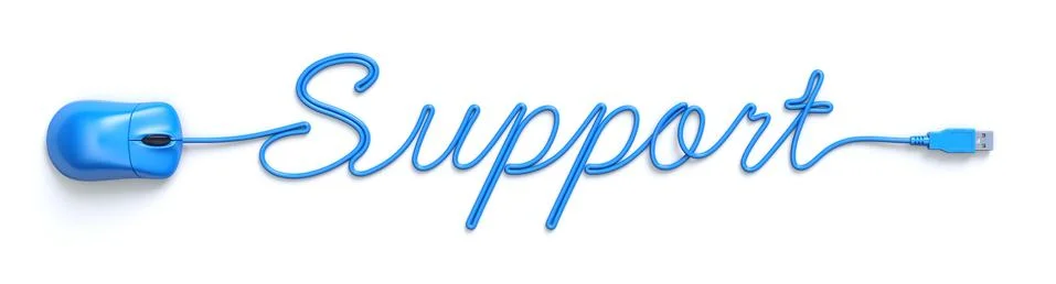 Mouse and cable in the shape of Support word Stock Illustration