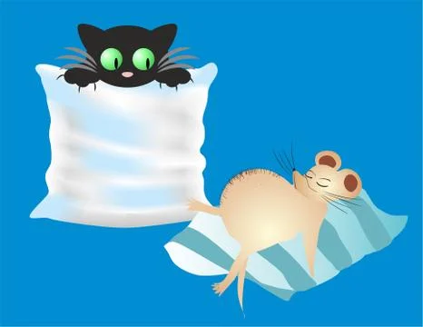 Mouse and cat Stock Illustration