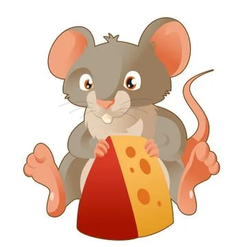 Mouse and Cheese Stock Illustration