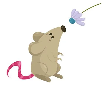 Mouse and flower Illustrazione stock