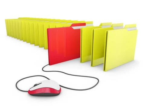 Mouse and folders computer mouse connected to one of the folders Copyright... Stock Photos