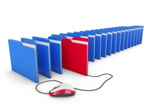 Mouse and folders computer mouse connected to one of the folders Copyright... Stock Photos