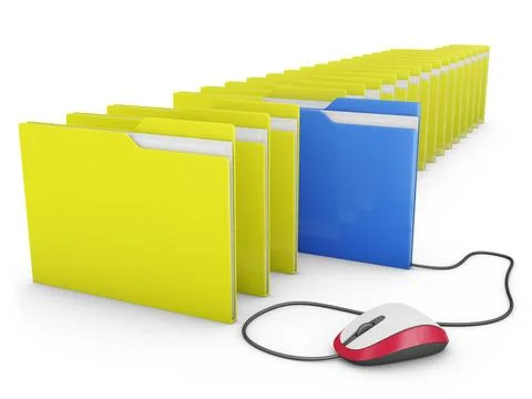 Mouse and folders computer mouse connected to one of the folders Copyright... Stock Photos