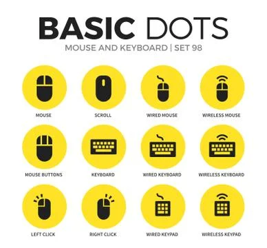 Mouse and keyboard flat icons vector set Stock-Illustration