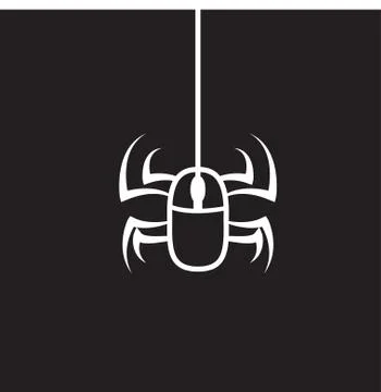 MOUSE AND SPIDER LINE LOGO DESIGN Stock Illustration