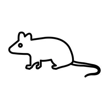 Mouse animal icon linear logo mark in black and white Stock Illustration