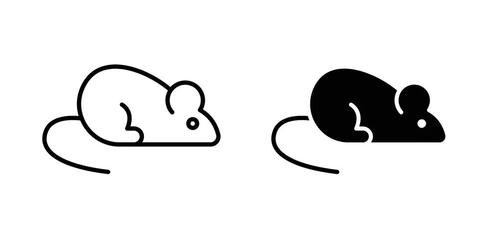 Mouse animal icon vector concepts, line and silhouette style Stockillustratie