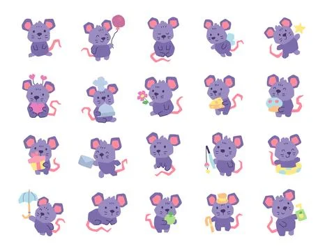 Mouse applique character set Stock Illustration