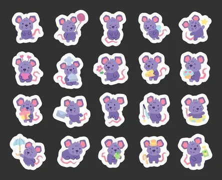 Mouse applique character set Stock Illustration