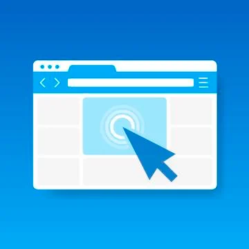 Mouse arrow click on browser web site window vector icon, cursor clicking on  Stock Illustration