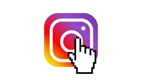 Mouse arrow click Follow us on instagram concept example Stockbeeldmateriaal 107346025