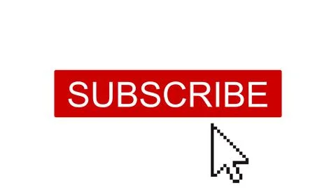 Mouse arrow click on red subscribe button to show how to become subscribed Ilustração Stock