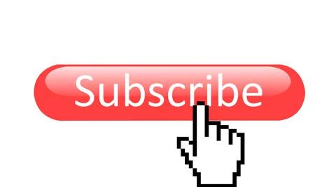 Mouse arrow click on red subscribe button to show how to become subscribed Ilustração Stock