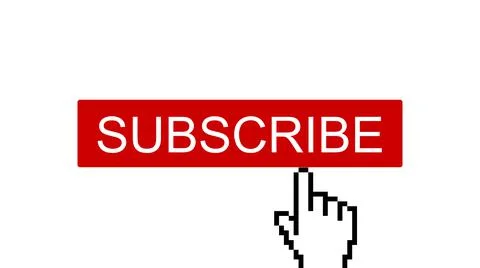 Mouse arrow click on red subscribe button to show how to become subscribed Ilustração Stock