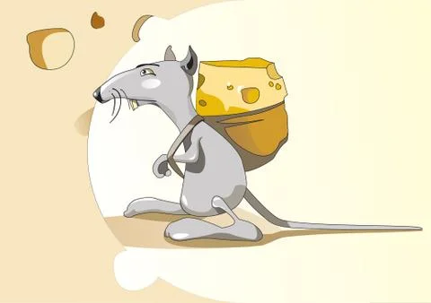 Mouse with a bag of cheese 스톡 일러스트