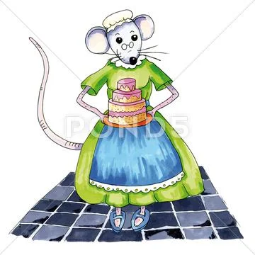 Mouse birthday cake Stock Illustration