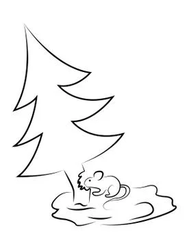 Mouse bit the tree Stock Illustration
