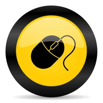 Mouse black yellow web icon Stock Illustration