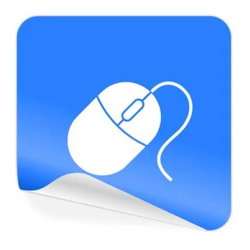 Mouse blue sticker icon Stock Illustration
