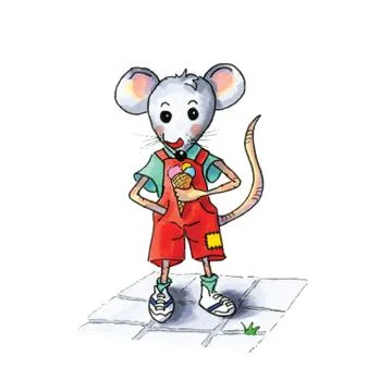 Mouse boy eats ice cream Stock Illustration