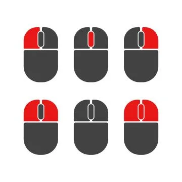 Mouse buttons click isolated vector icons set. Computer mouse buttons left cl Illustrazione stock