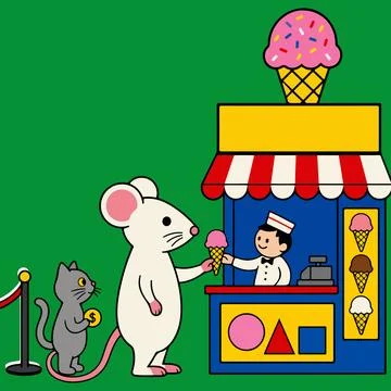 Mouse Buying Ice Cream Stock Illustration