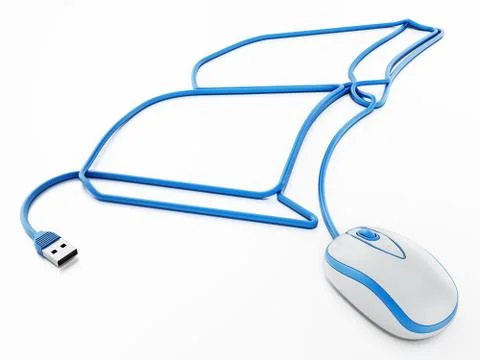 Mouse cable formes a book shape. 3D illustration Stock Illustration