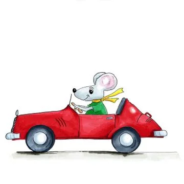 Mouse in car Stock Illustration