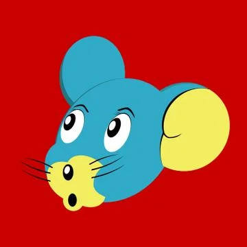A mouse cartoon face on a red background Stock Illustration