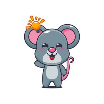 Mouse cartoon vector illustration get an idea Stock Illustration
