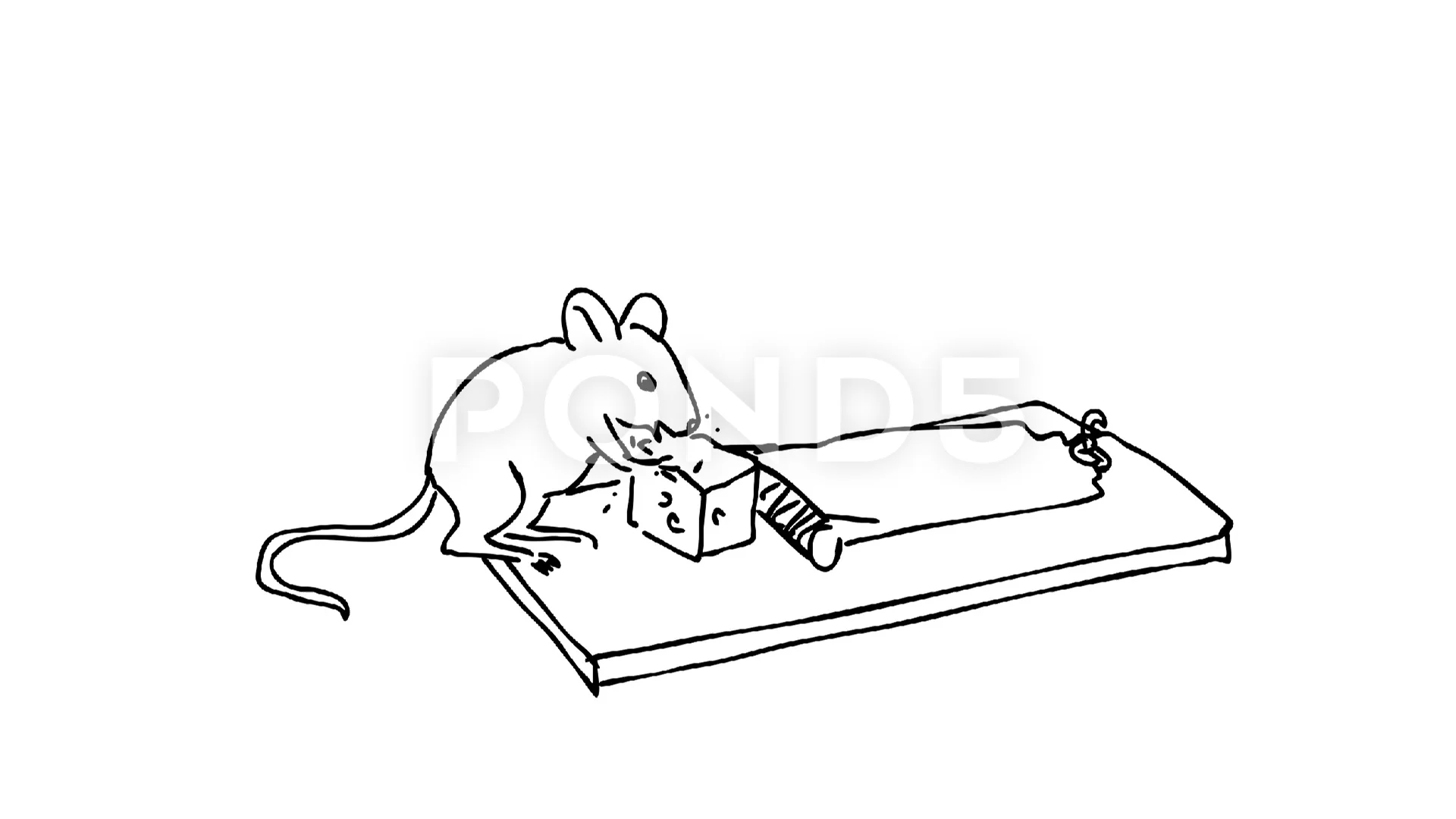 Mouse Caught in Mouse Trap Drawing 2D An  Stock Video  Pond5