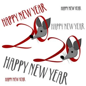 Mouse character. Closeup on light backdrop. Happy new year symbol. Wild rat.  Stock Illustration