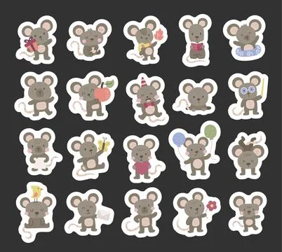 Mouse character set in charming scandinavian style Stock Illustration