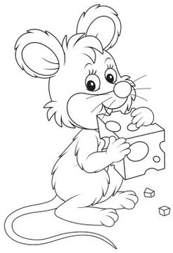 Mouse with cheese Stock Illustration