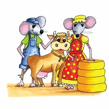 Mouse - cheese Stock Illustration